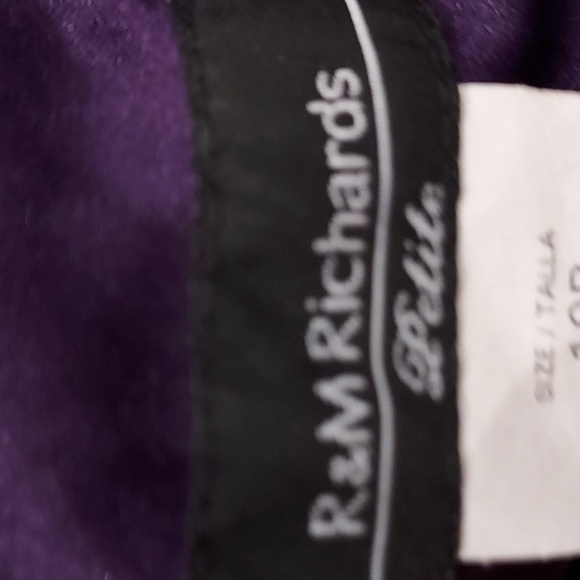 R & M Richards Petite Purple Sleeveless Beaded Bodice Fully Lined Dress Size 10P - Picture 9 of 11